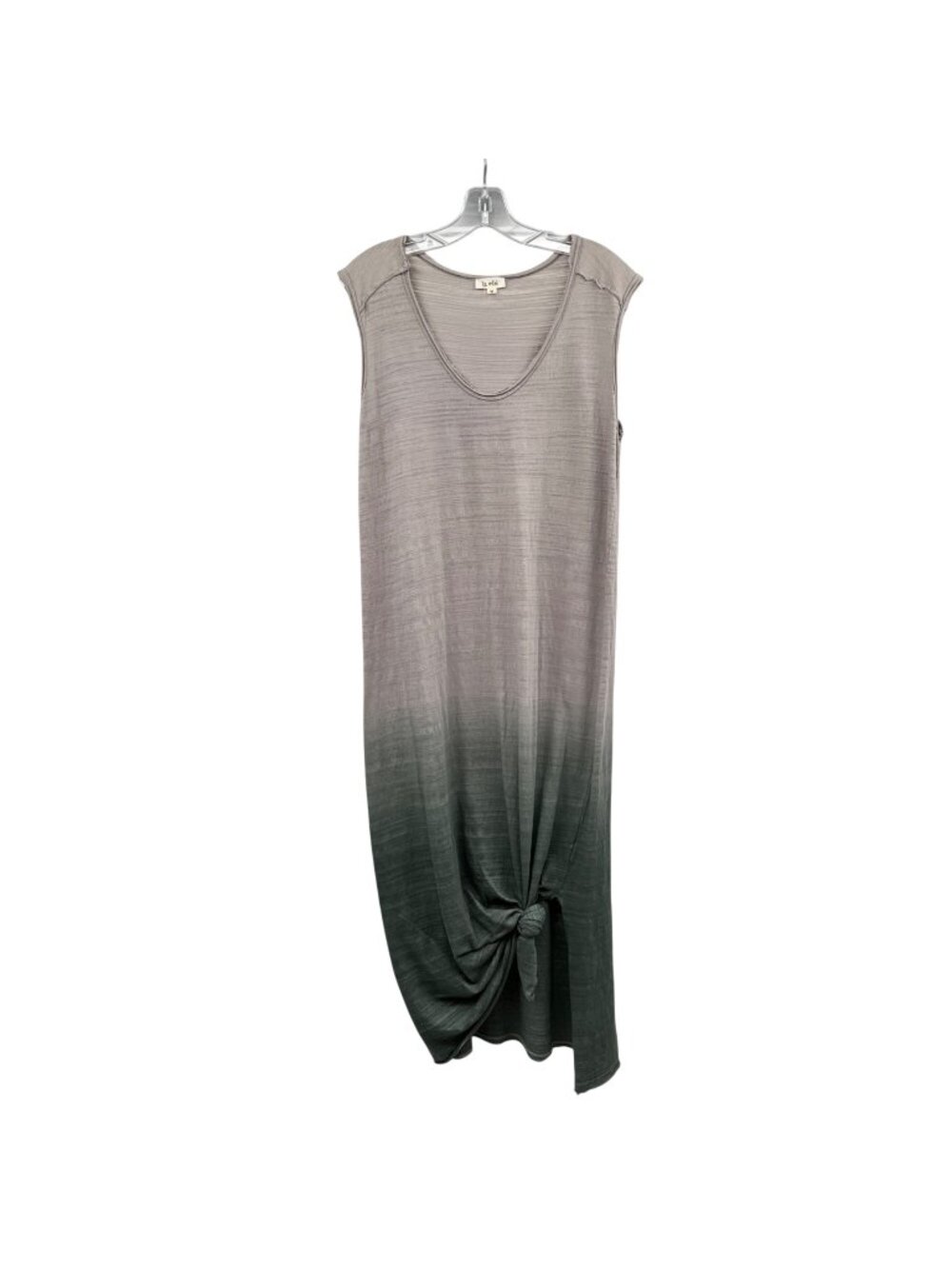 La Miel Womens Ombre Maxi Dress Sleeveless Knotted Hem Gray/Green Medium